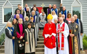 Vergers from the Diocese of Atlanta pause for a photo at their June 28 summer meeting in Cumming with Bishop Keith Whitmore and the Rev. Keith Oglesby, rector, Church of the Holy Spirit. 