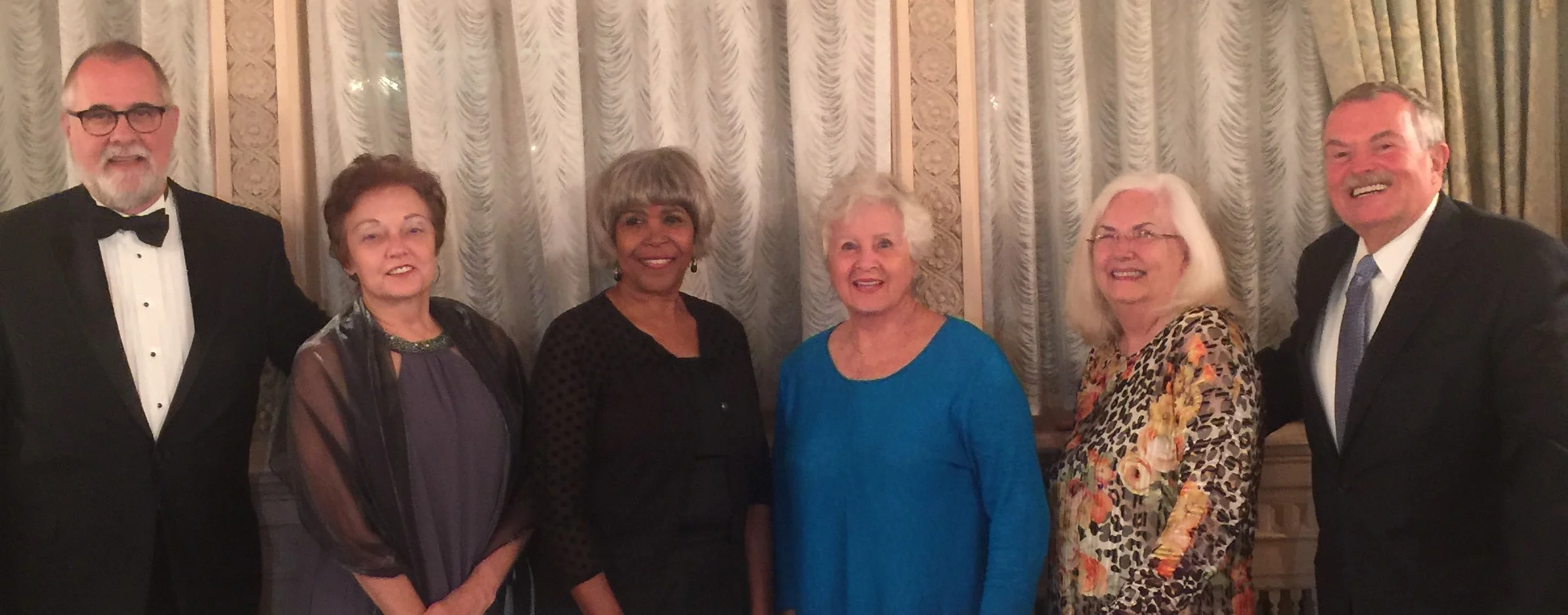 Vergers from the Atlanta pause during the Annual Banquet for a photo. Phillip Knight, Martha-Sue Blythe, Yolande Collins, Cheryl Josephson, Ruth Anne Tatum and Chuck Dale Not Shown: David Neville