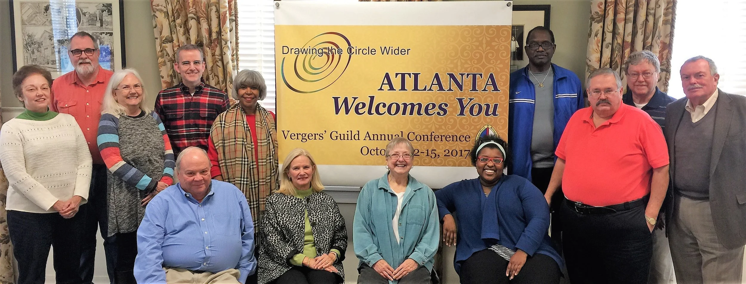 Executive Committee pause in their deliberations for a group photo Martha-Sue Blythe, Phillip Knight (MEG Chapter Chair), Ruth Anne Tatum, Scott Smith (VGEC President), David Neville, Yolande Collins, Beth King, Lynn Randolph, Kay AnderSon, Rolando Thorne, Duke DuTeil (VGEC Treasurer), John Haeger and Chuck Dale (Host Committee Chair). 