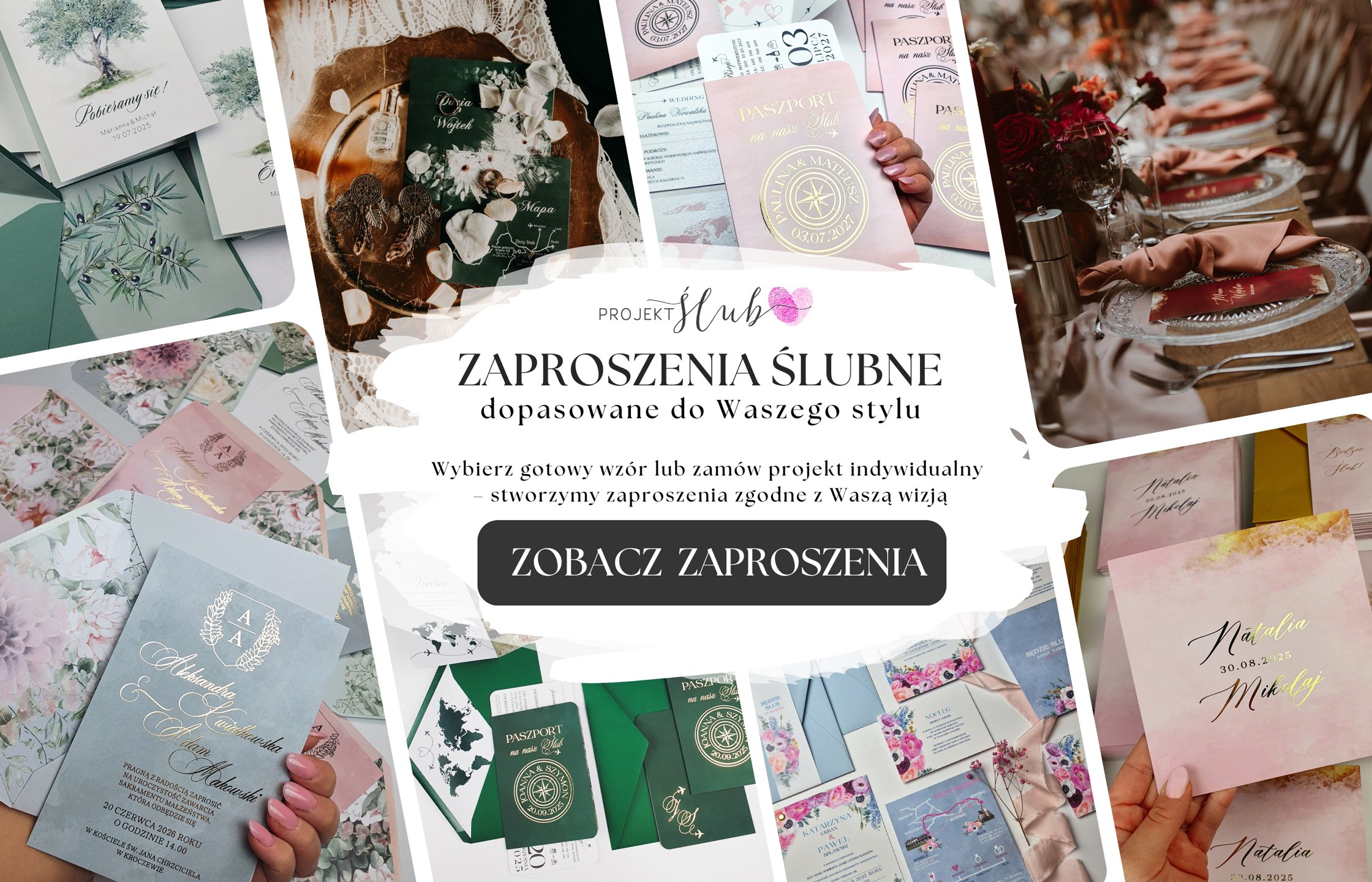 Zaproszenia ślubne personalizowane – gotowe wzory i projekty indywidualne Projekt Ślub