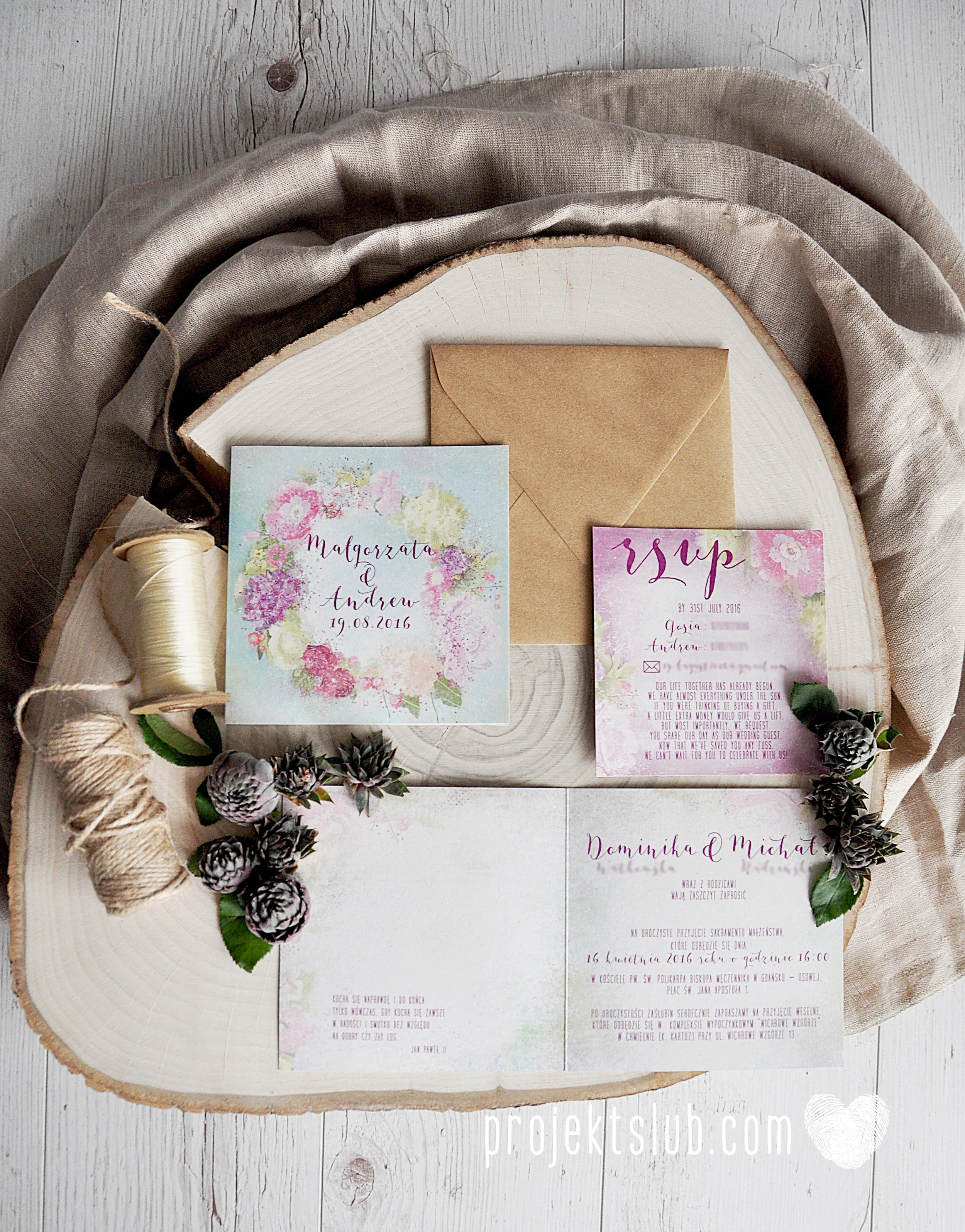 Zaproszenia ślubne oryginalne BOHO WIANEK vintage błękit pastele kwiaty romantyczne rustykalne oryginalny Projekt Ślub mięta (3).jpg