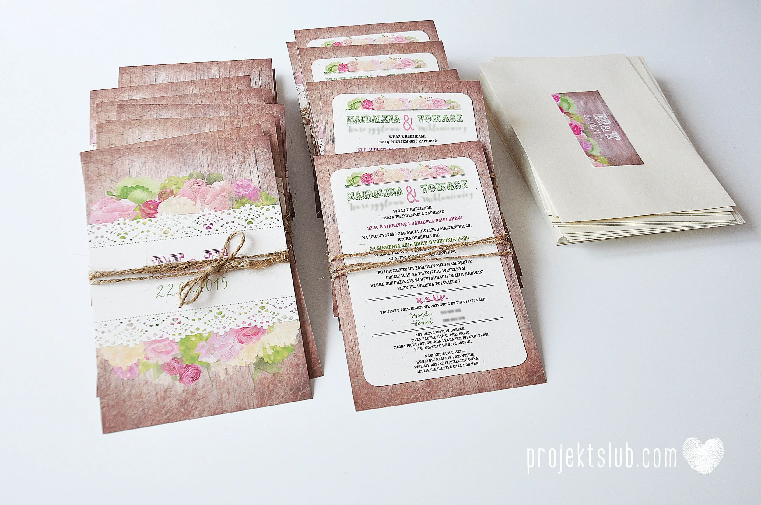 Zaproszenia Ślubne Boho Rustic Eko Oryginalne Wyjątkowe Rustykalne Sznurek Drewno Kwiaty Wianek Projekt Ślub (2).jpg