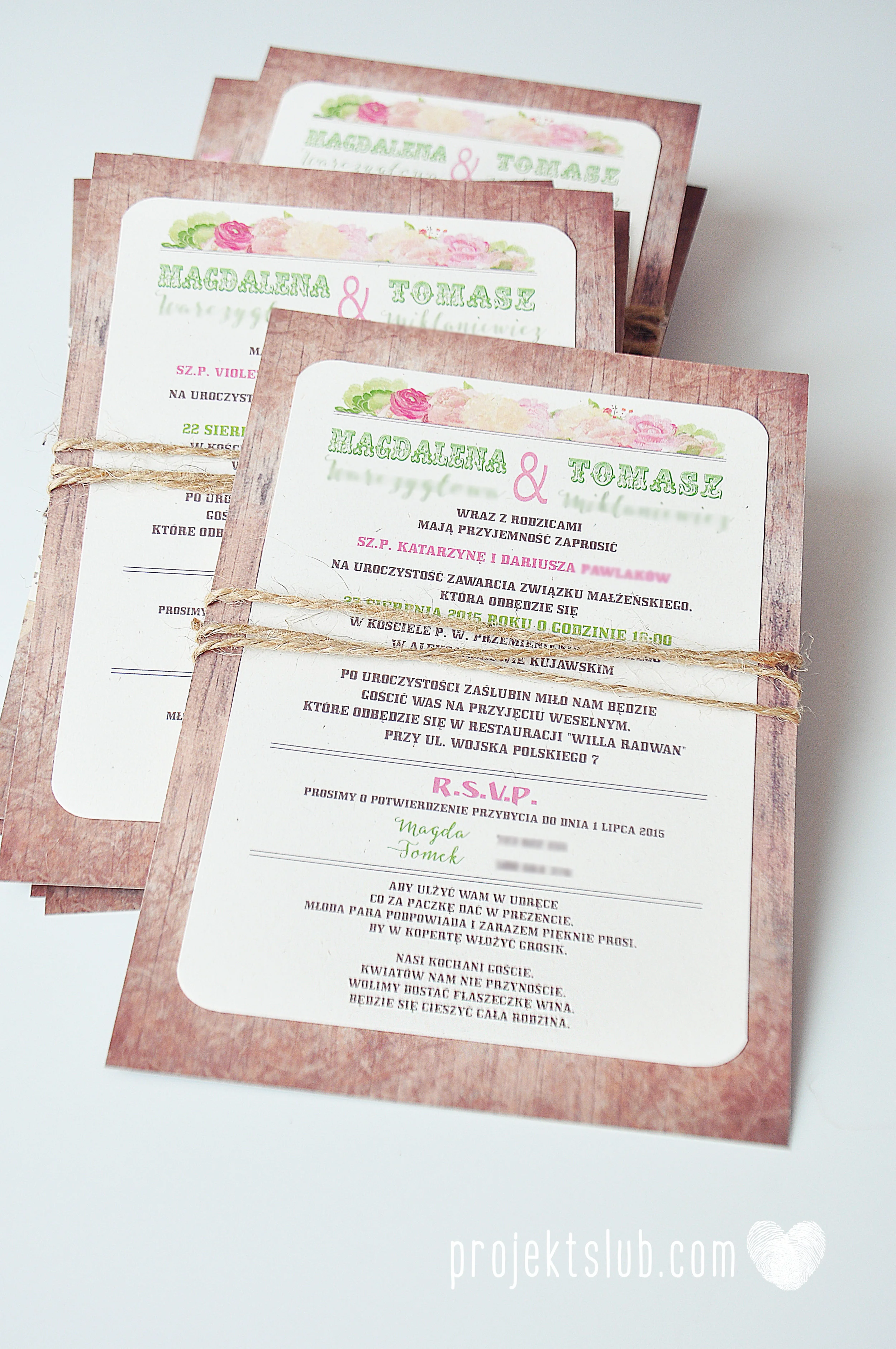 Zaproszenia Ślubne Boho Rustic Eko Oryginalne Wyjątkowe Rustykalne Sznurek Drewno Kwiaty Wianek Projekt Ślub (5).jpg