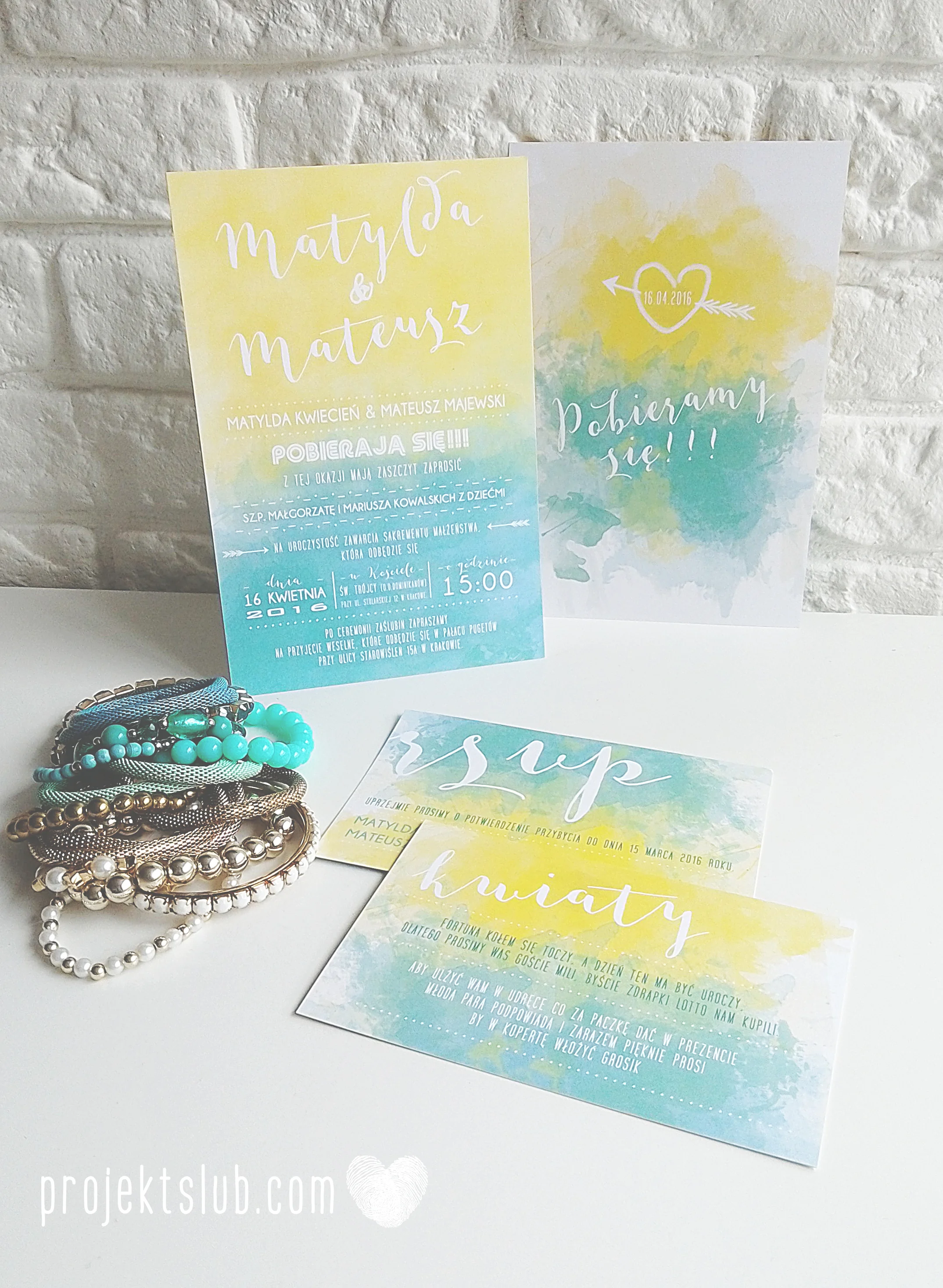 Zaproszenia Ślubne Boho Rustic Eko Oryginalne Wyjątkowe Rustykalne Sznurek Akwarelowe Cytryna Turkus Ombre Projekt Ślub (5).jpg