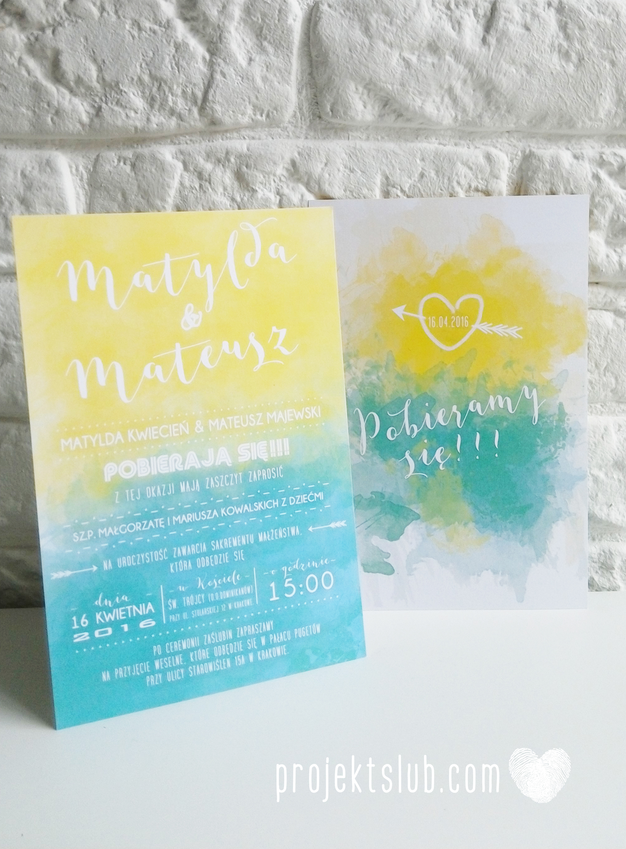 Zaproszenia Ślubne Boho Rustic Eko Oryginalne Wyjątkowe Rustykalne Sznurek Akwarelowe Cytryna Turkus Ombre Projekt Ślub (7).jpg