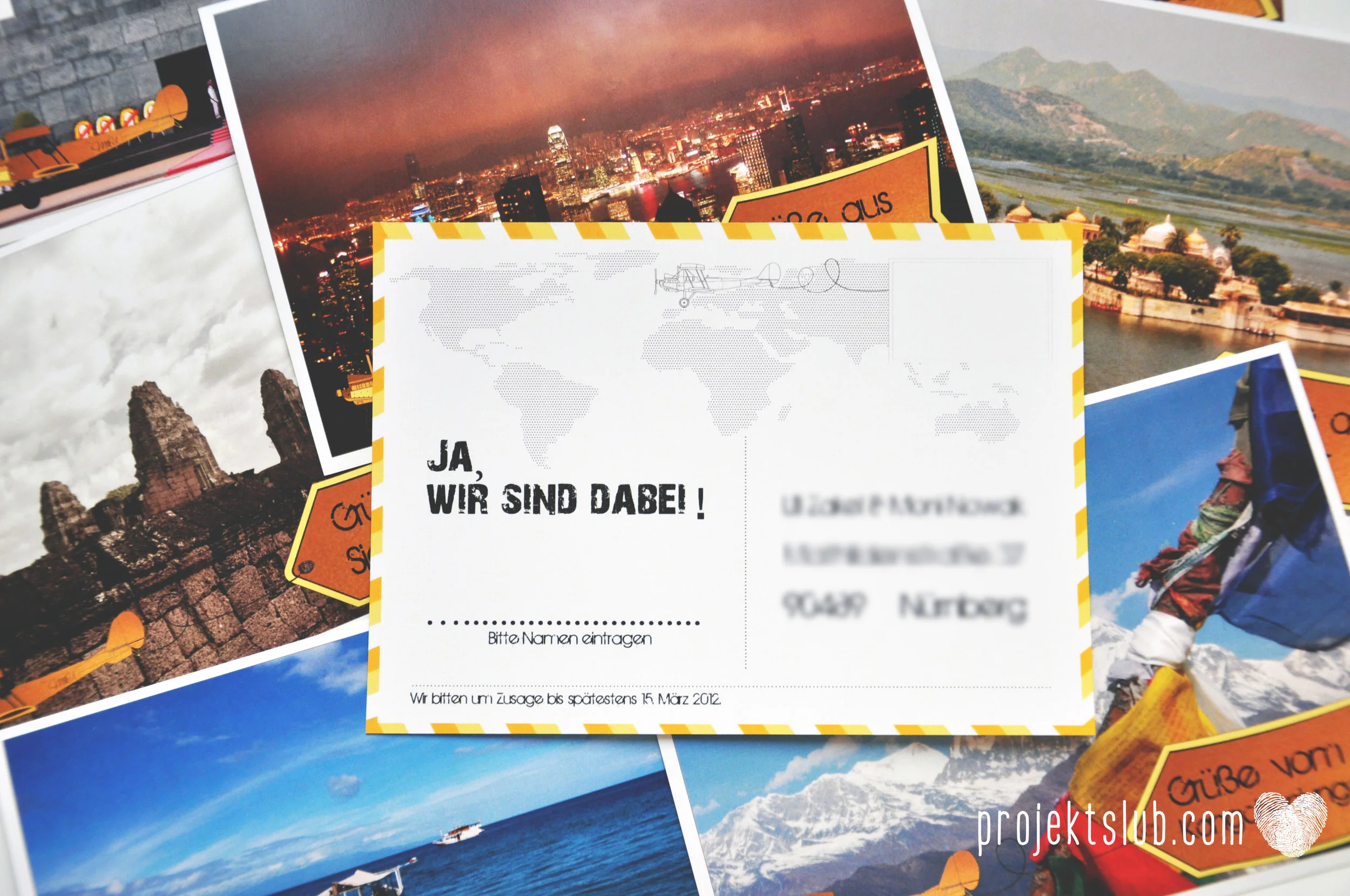 Zaproszenia i dodatki ślubne z motywem podróży i samolotu mapa świata papeteria na wesele podróżników pocztówka RSVPProjekt Ślub (19).jpg