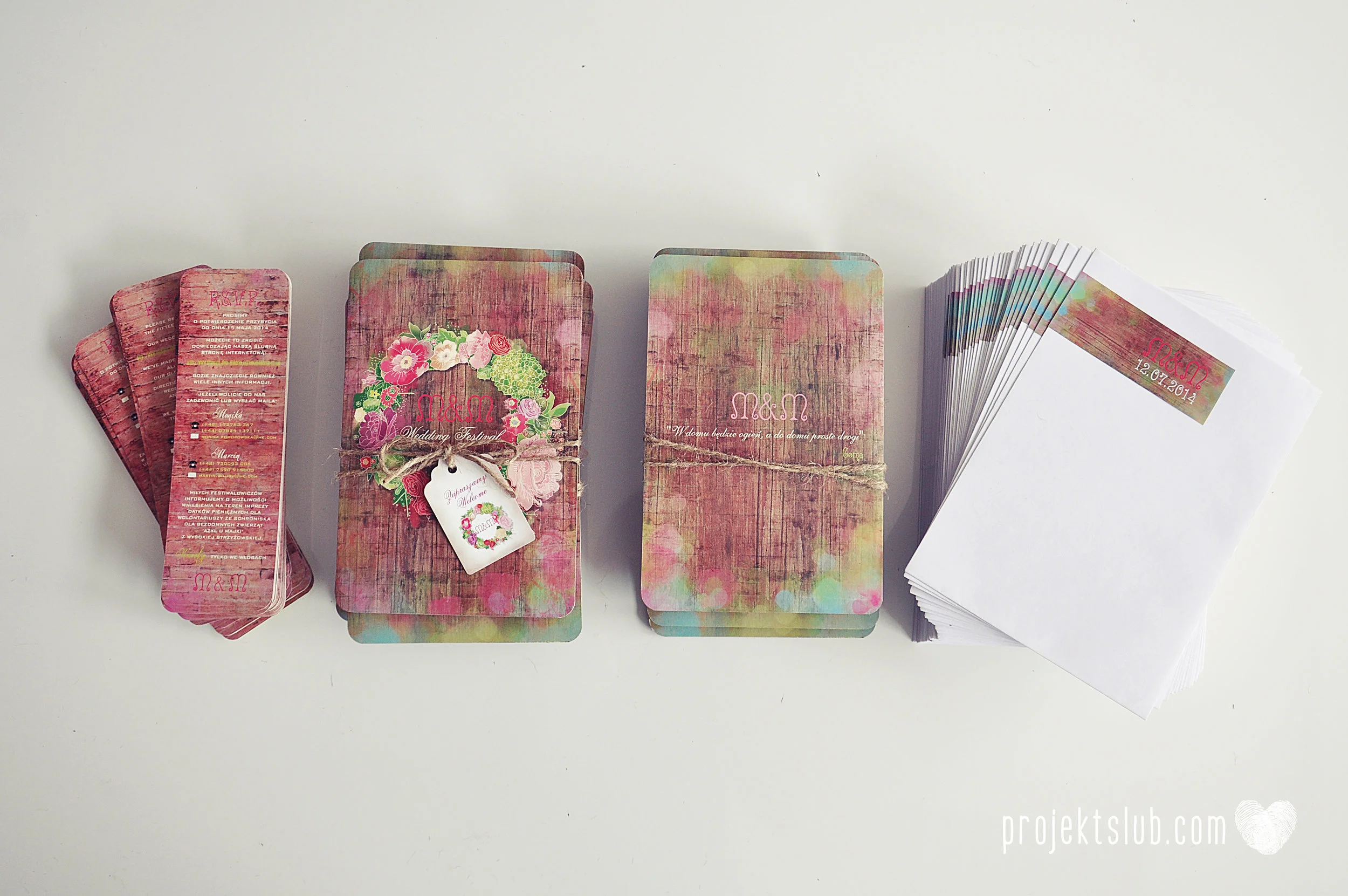 Zaproszenia ślubne wedding festival wianki kwiatowe drewno eko rustykalne boho kolorowe kwiaty festiwalowe wesele Projekt Ślub  (27).JPG