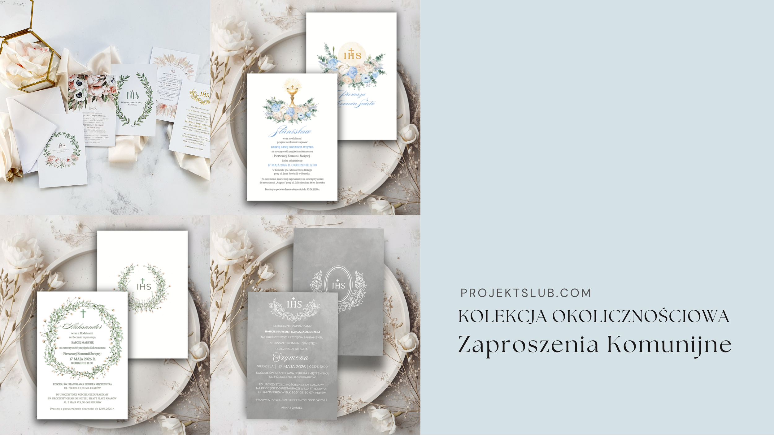 Kolekcja okolicznościowa- zaproszenia komunijne | Projekt Ślub