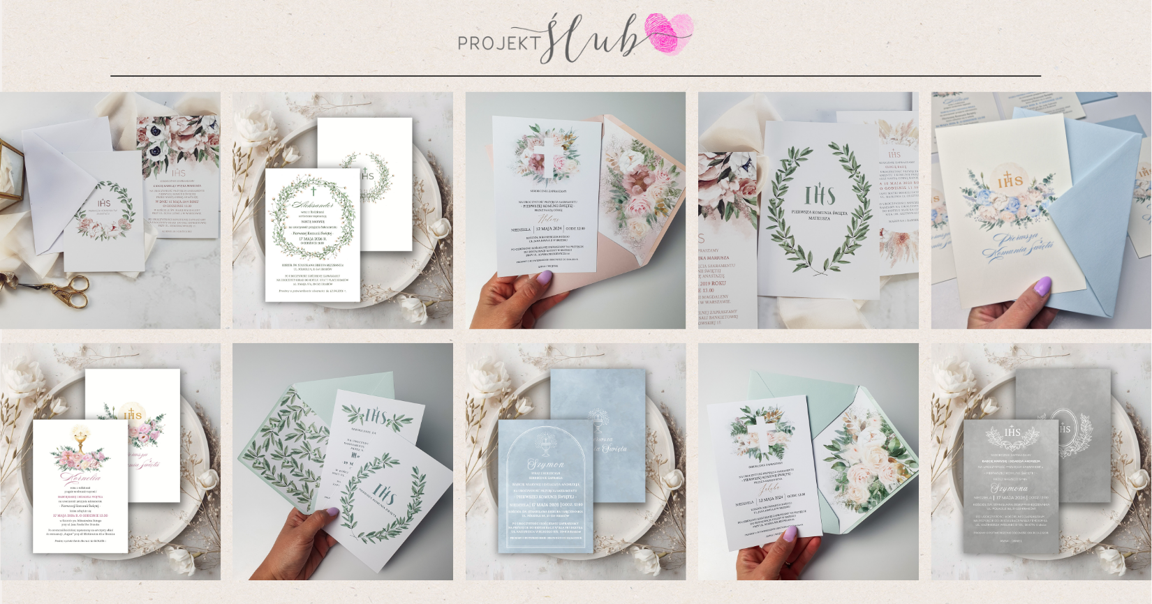 Zaproszenia Komunijne projekt indywidualny do samodzielnej edycji | Projekt Ślub