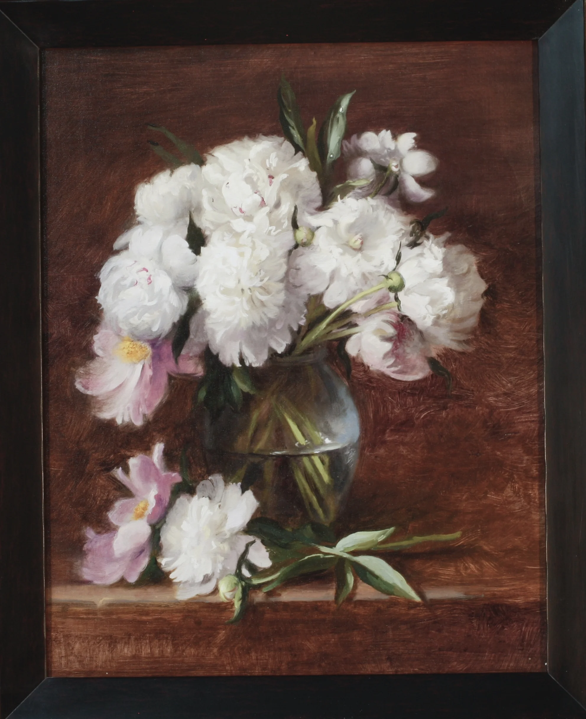Peonies in a Glass Vase