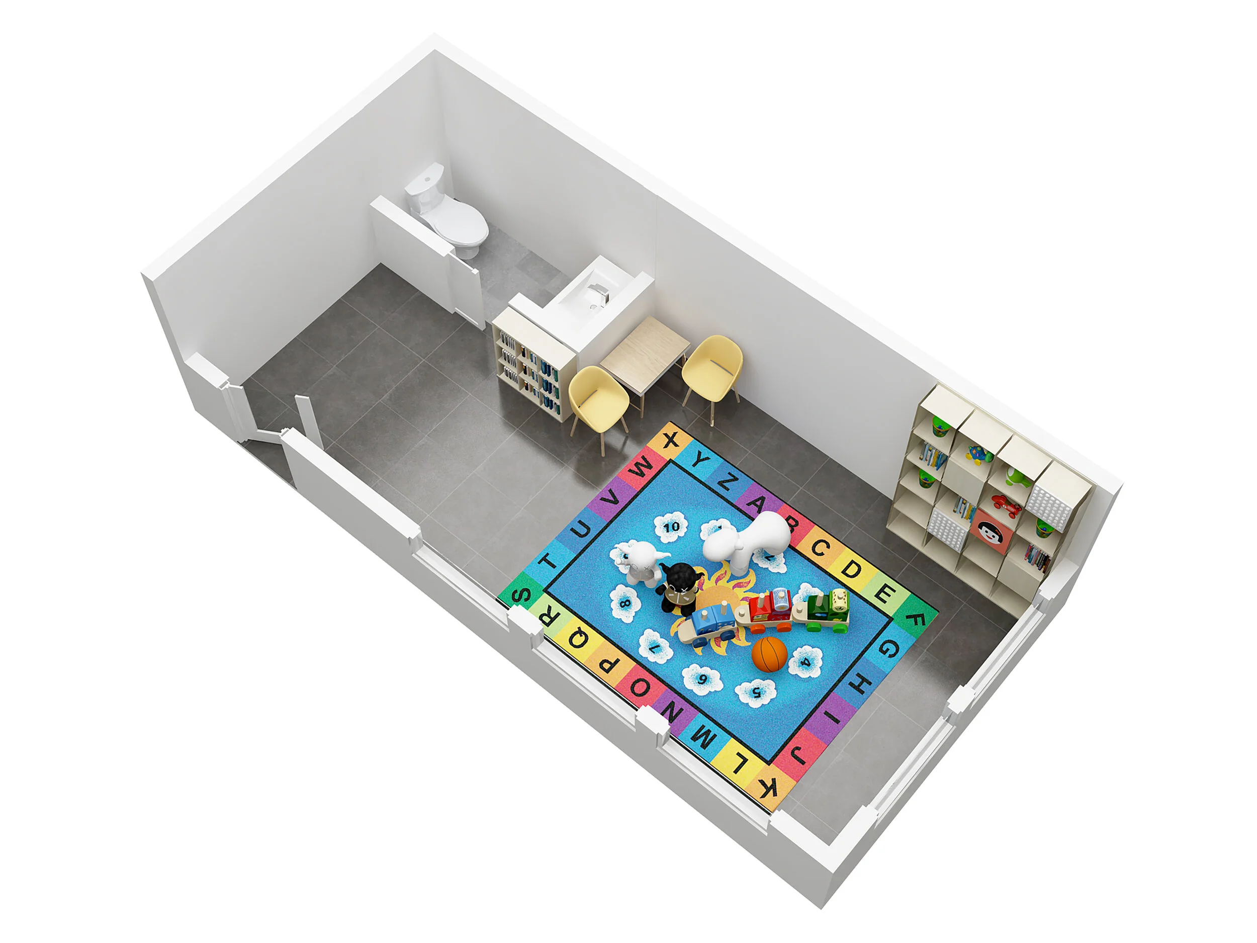3D plan of Driftwood's indoor play room