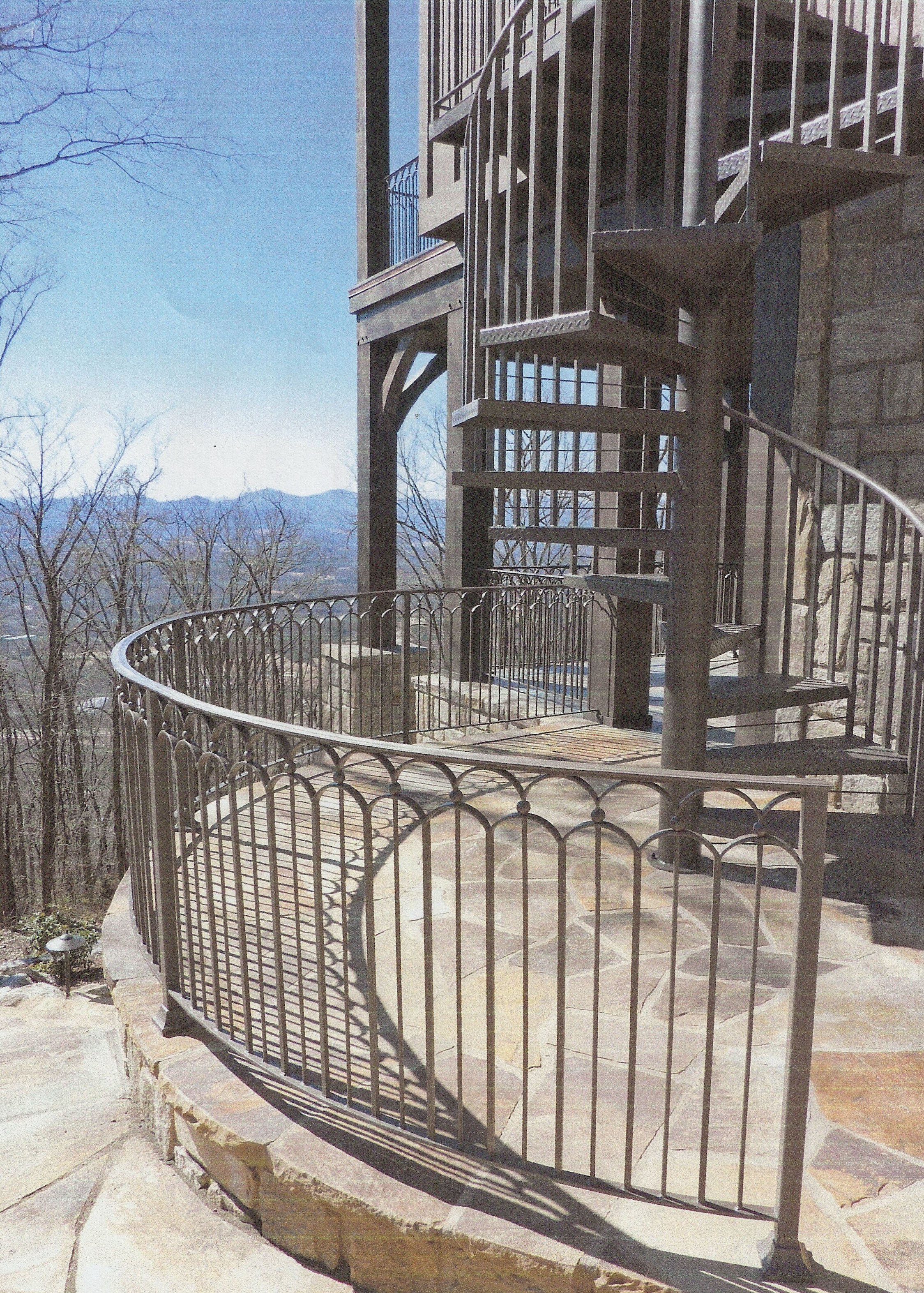 Iron fabricated outside curved railing