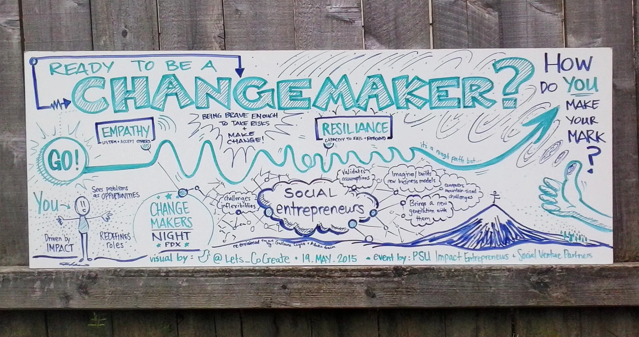 Graphic recording for Changemakers Night with Impact Entrepreneurs