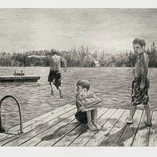 &quot;Summers In Maine&quot; etching. Missing long days at the lake! Available for purchase on website--link in profile!