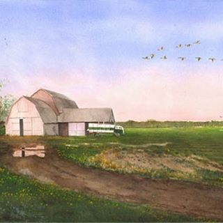 &quot;Old Peppin Farm,&quot; in East Hampton, NY. Another beautiful Hamptons scene. Available for purchase through the link in profile. #hamptons #thehamptons #easthampton #longisland #farm #oldfarm #outdoors #art #artist #painting #painter
