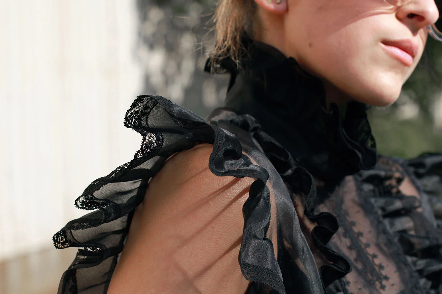 Philosophy di Lorenzo Serafini sheer ruffled bib top