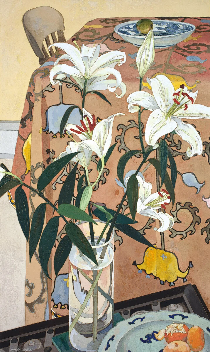 Lilies with Indian Cloth, c. 1994. Cressida Campbell.jpg