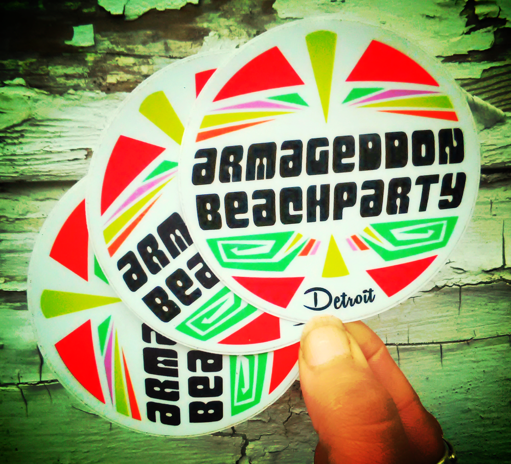 armageddon beachparty logo vinyl sticker 3in diam armageddon beachparty armageddon beachparty logo vinyl sticker 3in diam armageddon beachparty