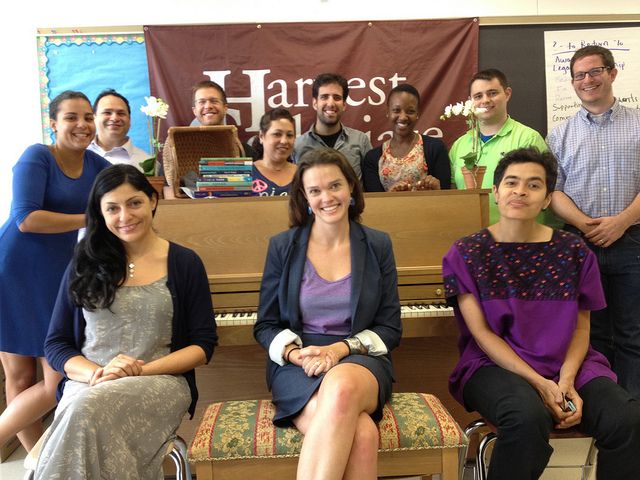 Principal Burch and staff members of Harvest.