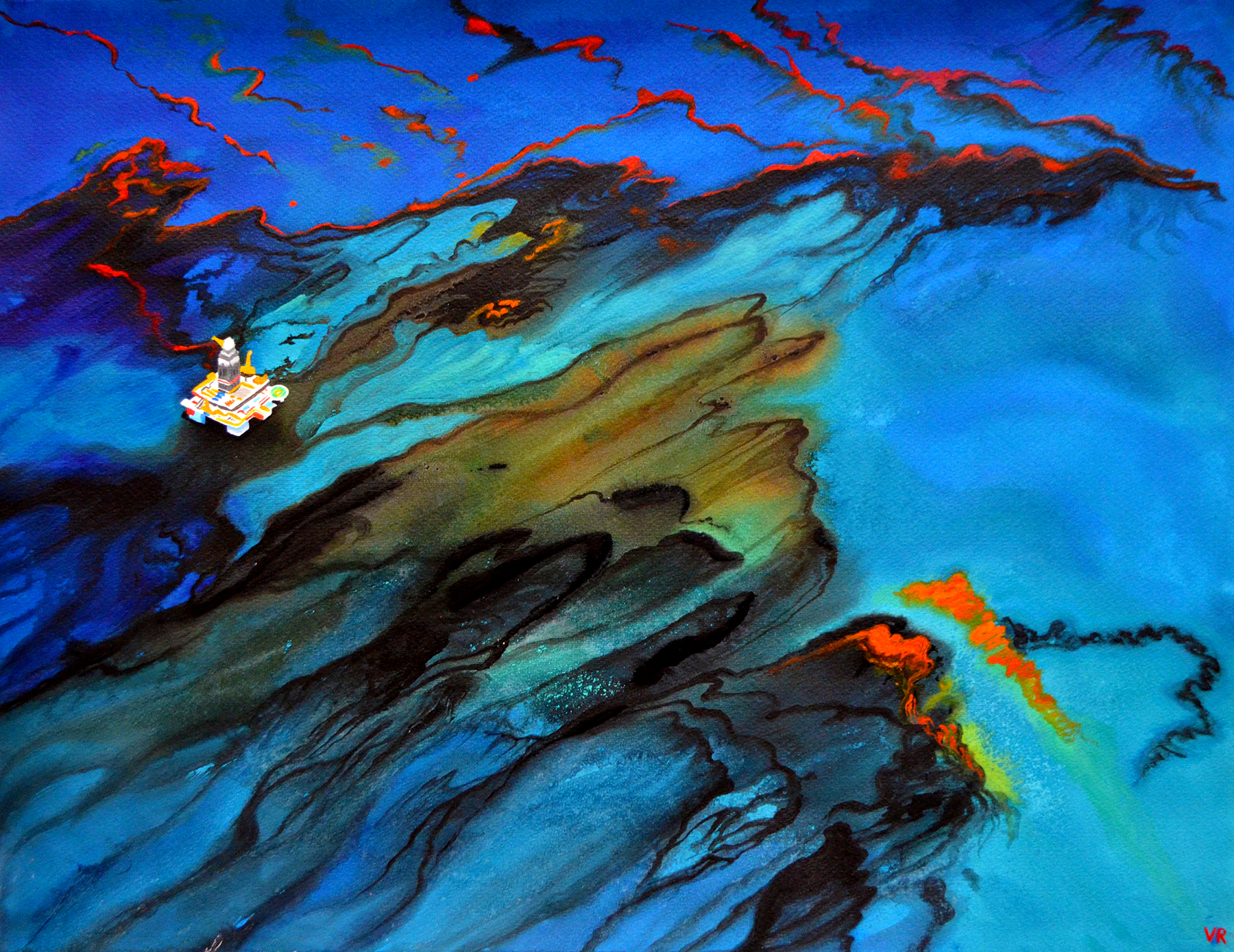   Deepwater Horizon II    50 x 66 cm    ink &amp; acrylic on paper  