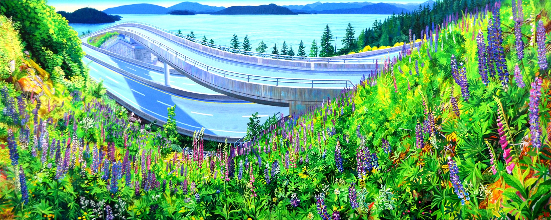   Wildflowers + Highway    24 x 60    acrylic on canvas  