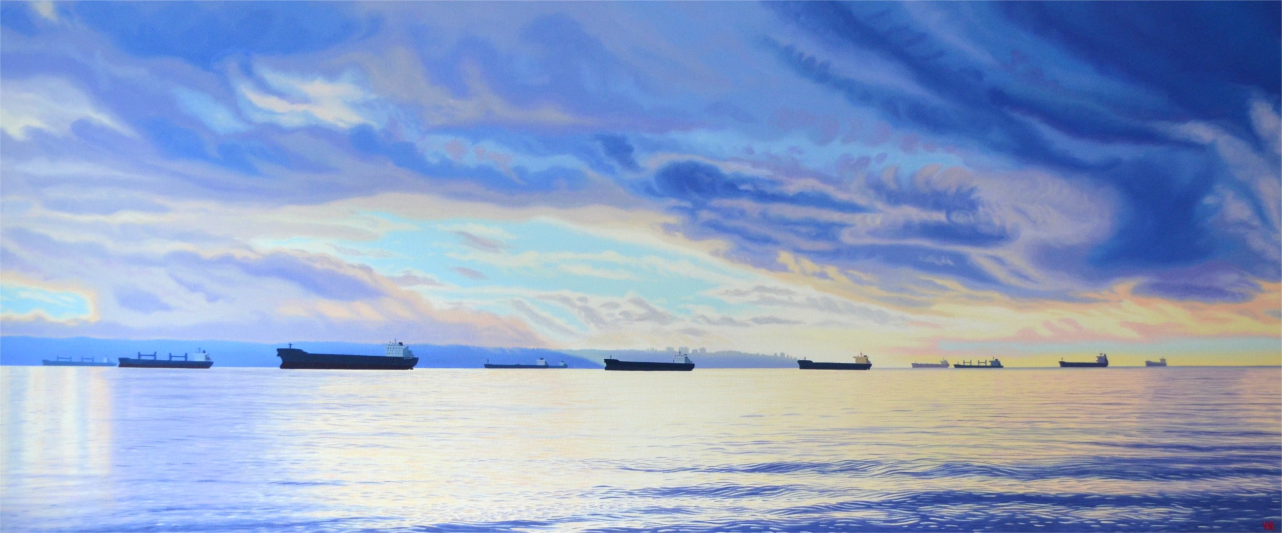   Freighter Panorama    25 x 60    acrylic on canvas  