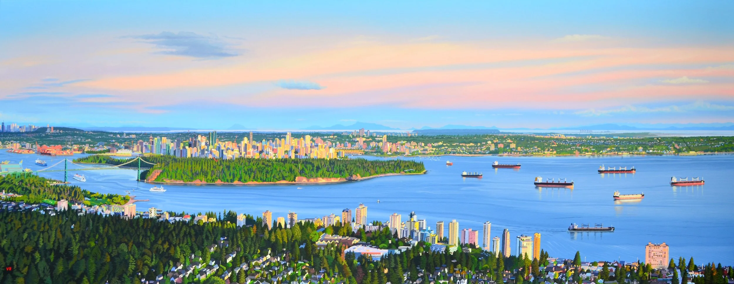   Vancouver Panorama (commission)    30 × 80    acrylic on canvas  