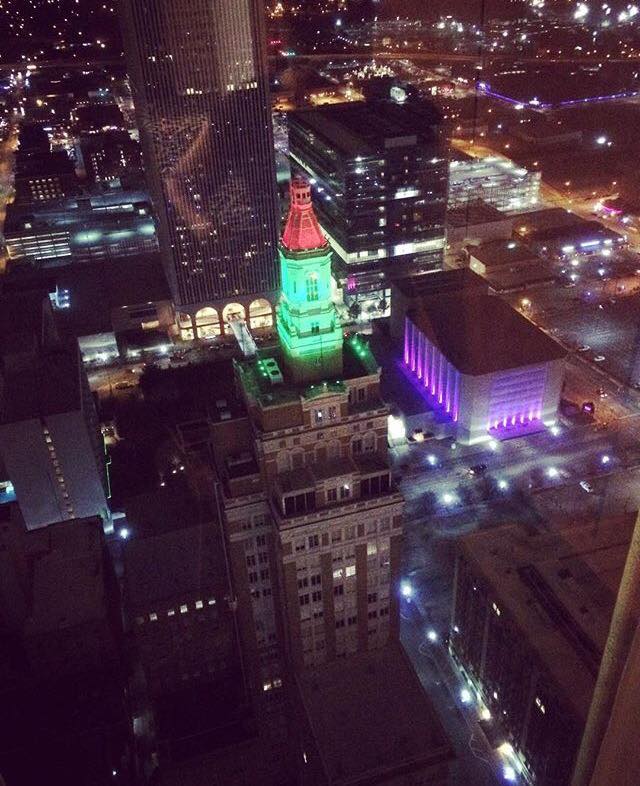 We installed these LED lights on 320 S Boston tower which was the old NBT building that had the weather lights in the sixties and seventies. Once programming is done, there will be three different zones of color and thousands of combination light shows!