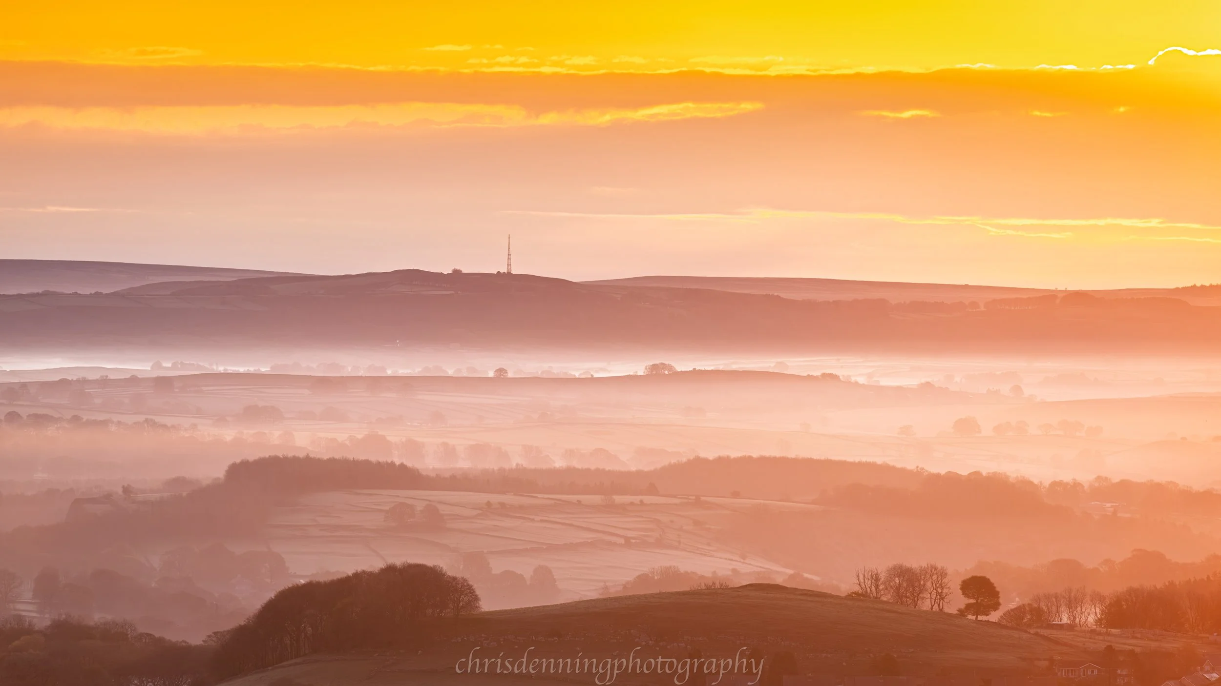 2026-0418 View northeast from A53 south of Buxton in morning mist, Peak District