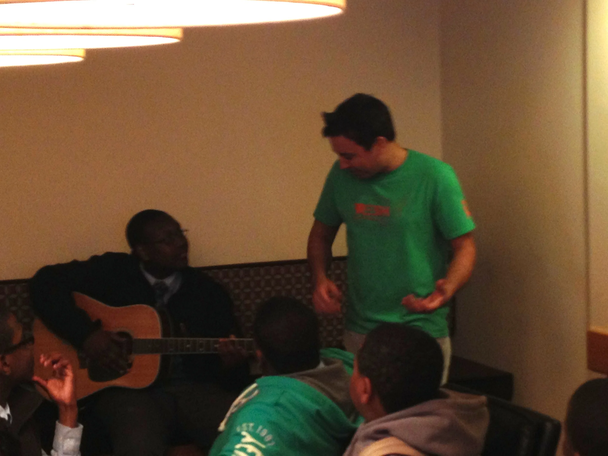 Jimmy Fallon telling a student about his guitar-playing days.