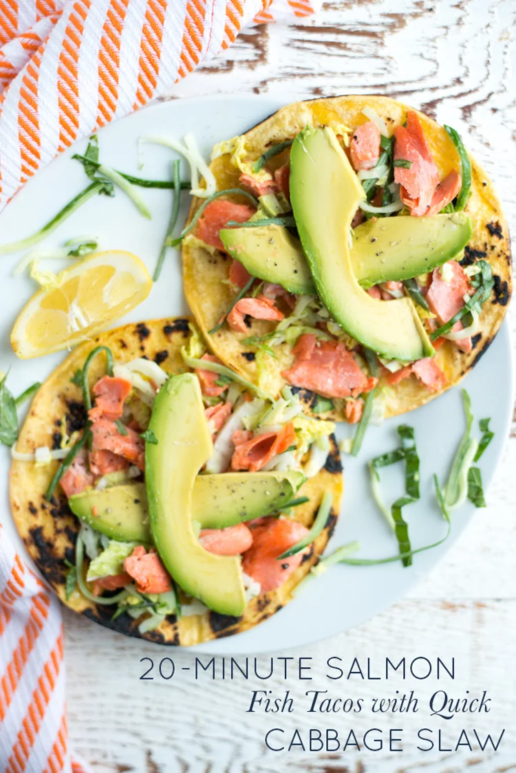 20Minute Salmon Fish Tacos with Quick Cabbage Slaw — Real Food Whole Life