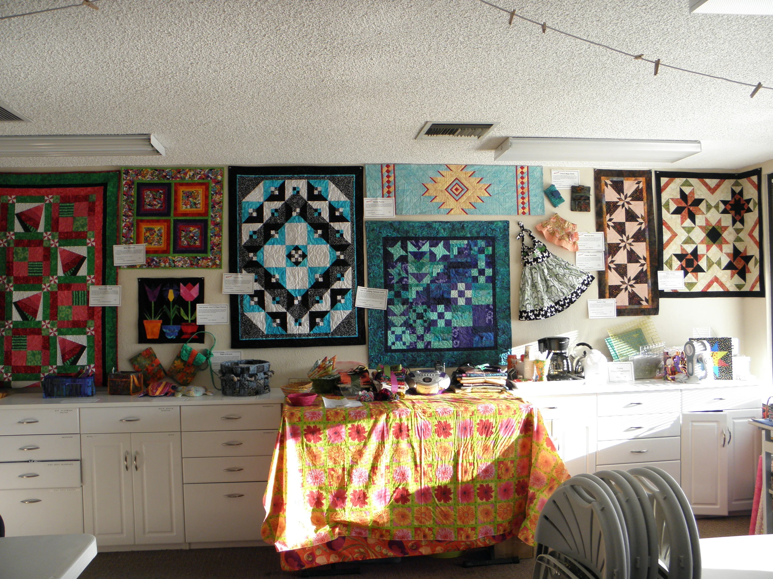 The original Talavera Tile Sample hanging in The Quilter's Market.