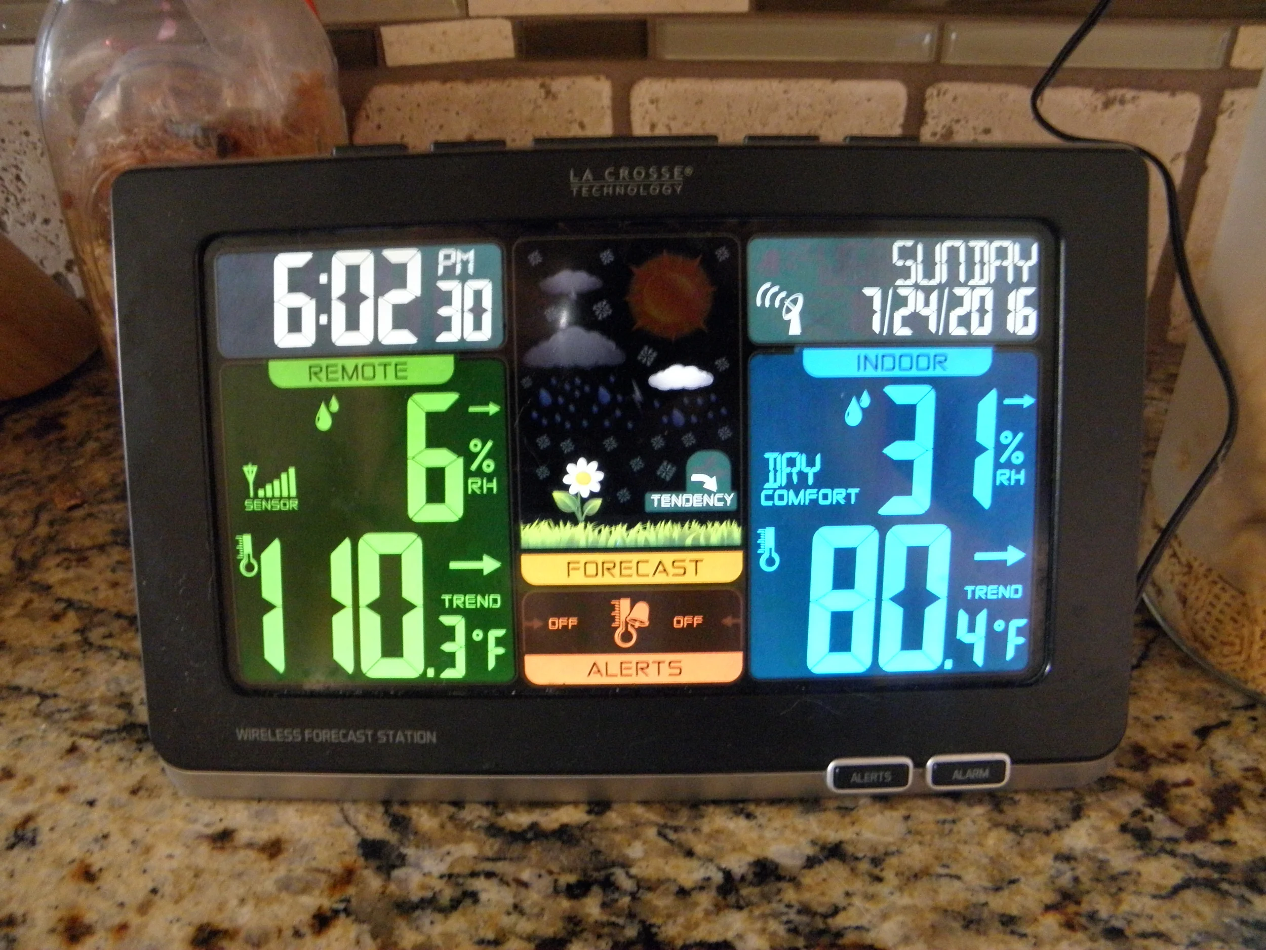 Temperature at 6 PM while working on the Christmas Table Runner.