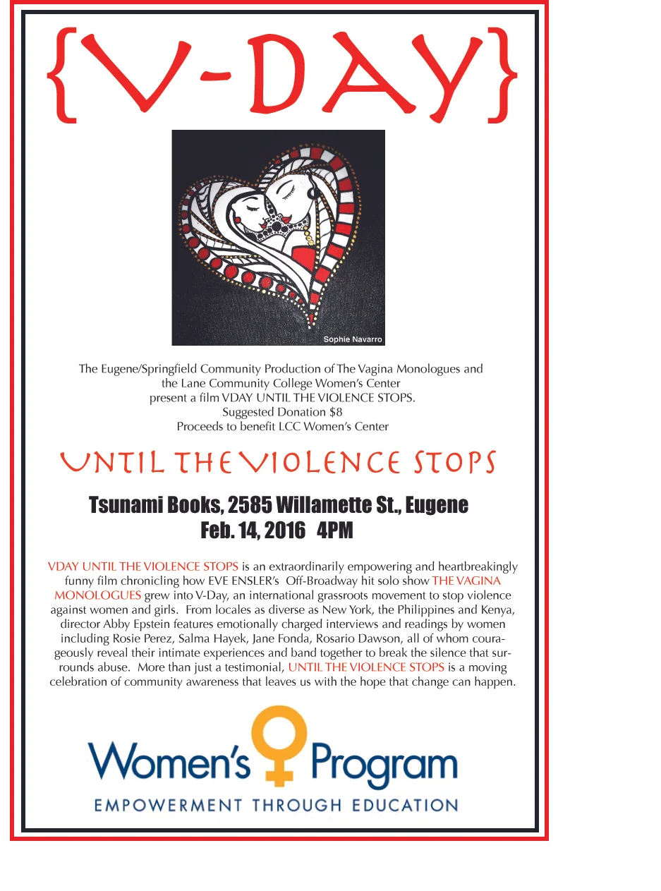 The V-Day Flyer For Lane Community College