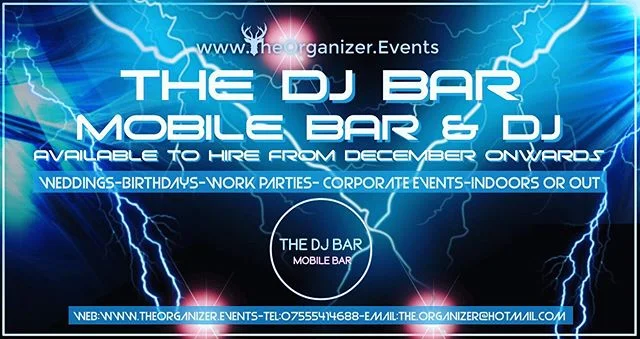 The DJ Bar
Our mobile Bar &amp; DJ at no extra cost
Get in touch to book us for your event
https://theorganizer.events/thedjbar
#wedding #birthdaygirl #birthdayboy #workparty #workparties #corporateevents #corporate 
#events #fete