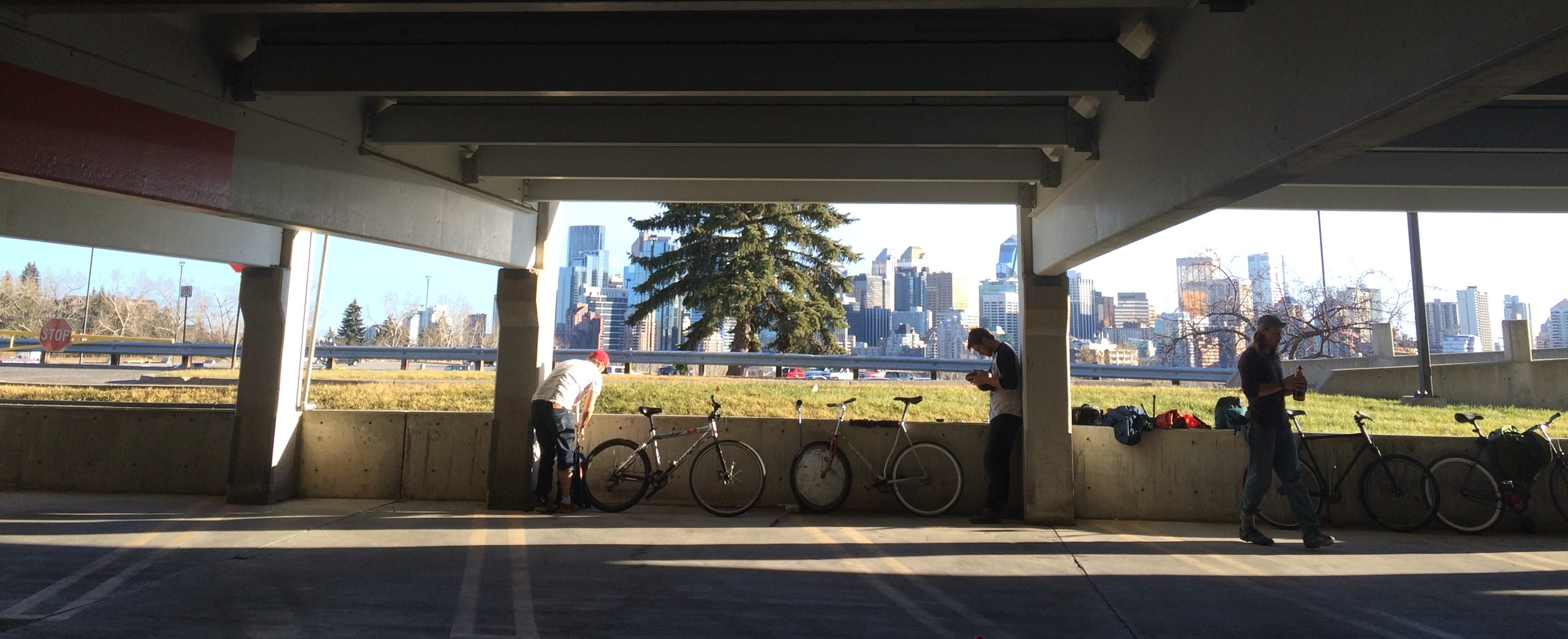 Photo: Getting ready to play some bike polo at Alberta College of Art and Design while soaking in the views of downtown Calgary.