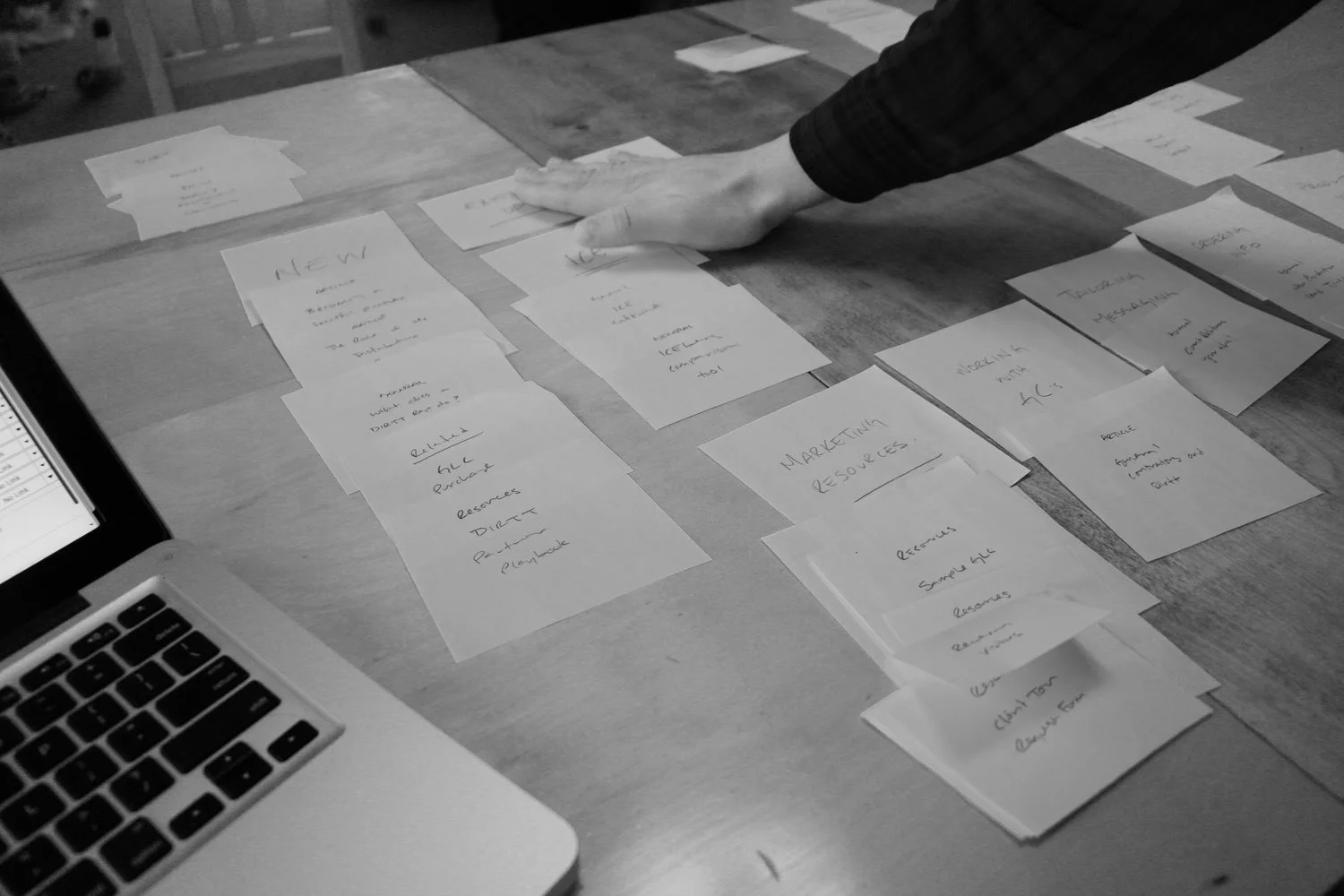 Hands on: Some analog card-sorting helps to clarify the user-experience.