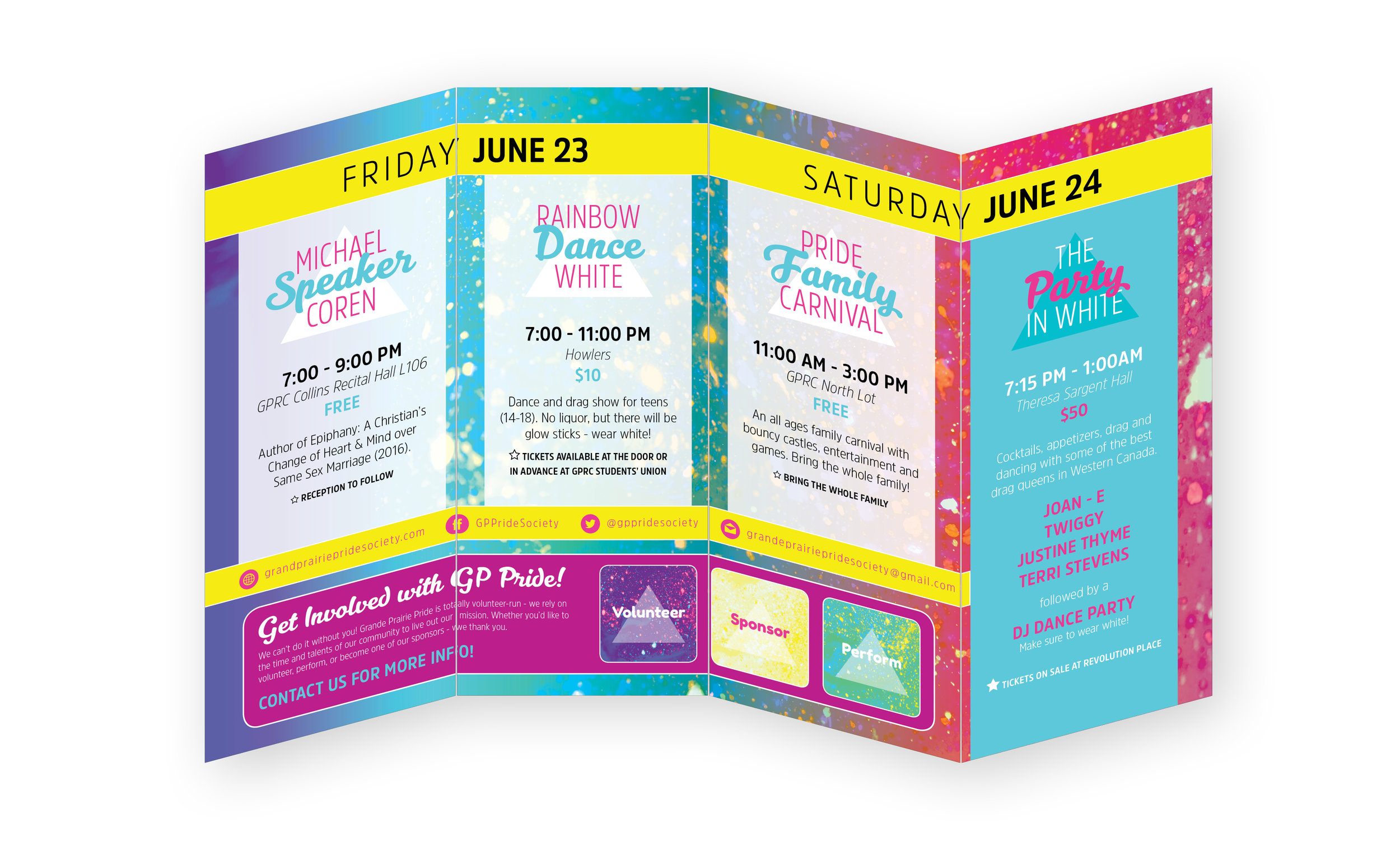 Pride Week brochure, inside spread. 2017.