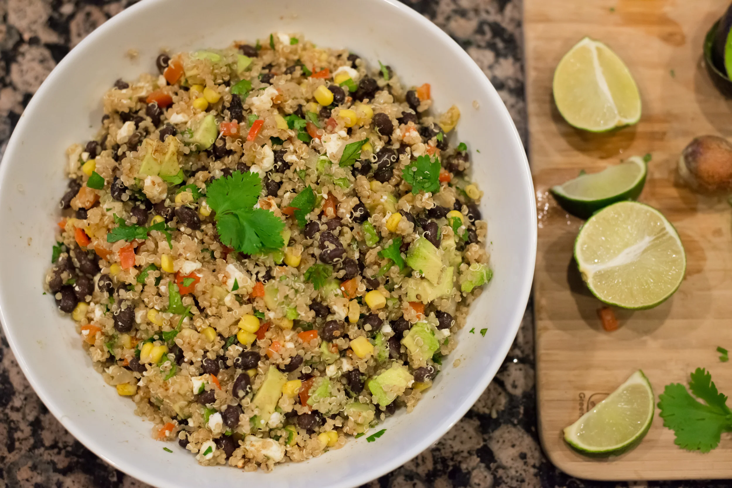 Black Bean Quinoa with Cilantro, Lime and Feta