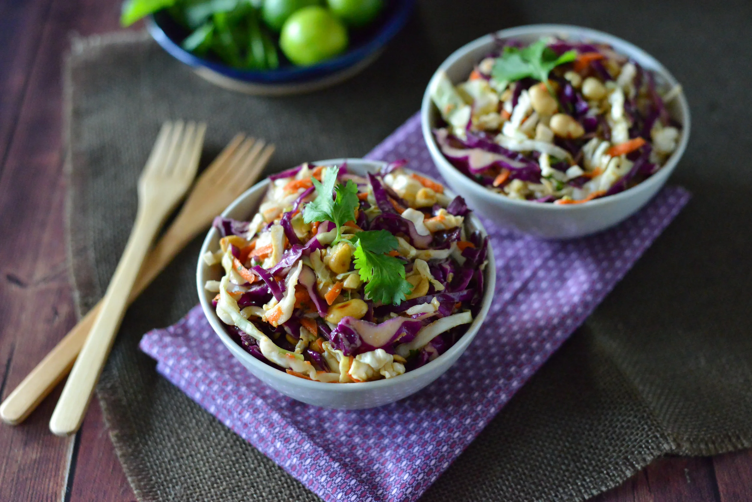 Cabbage Slaw with Soy Peanut Honey Dressing