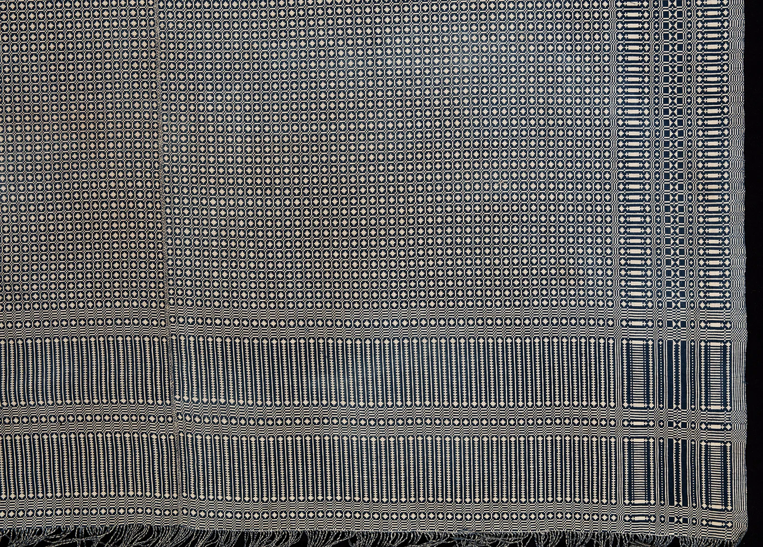 Inspiration textile (Burma, ca.1890) for Patternmaker fabric on the sofa.