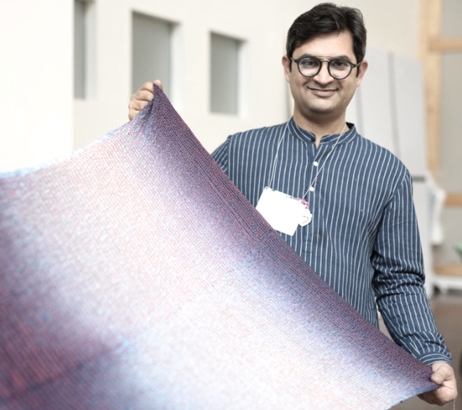 Adduljabbar “untied” several dyed scarves to reveal the intricate patterns created by bandhani
