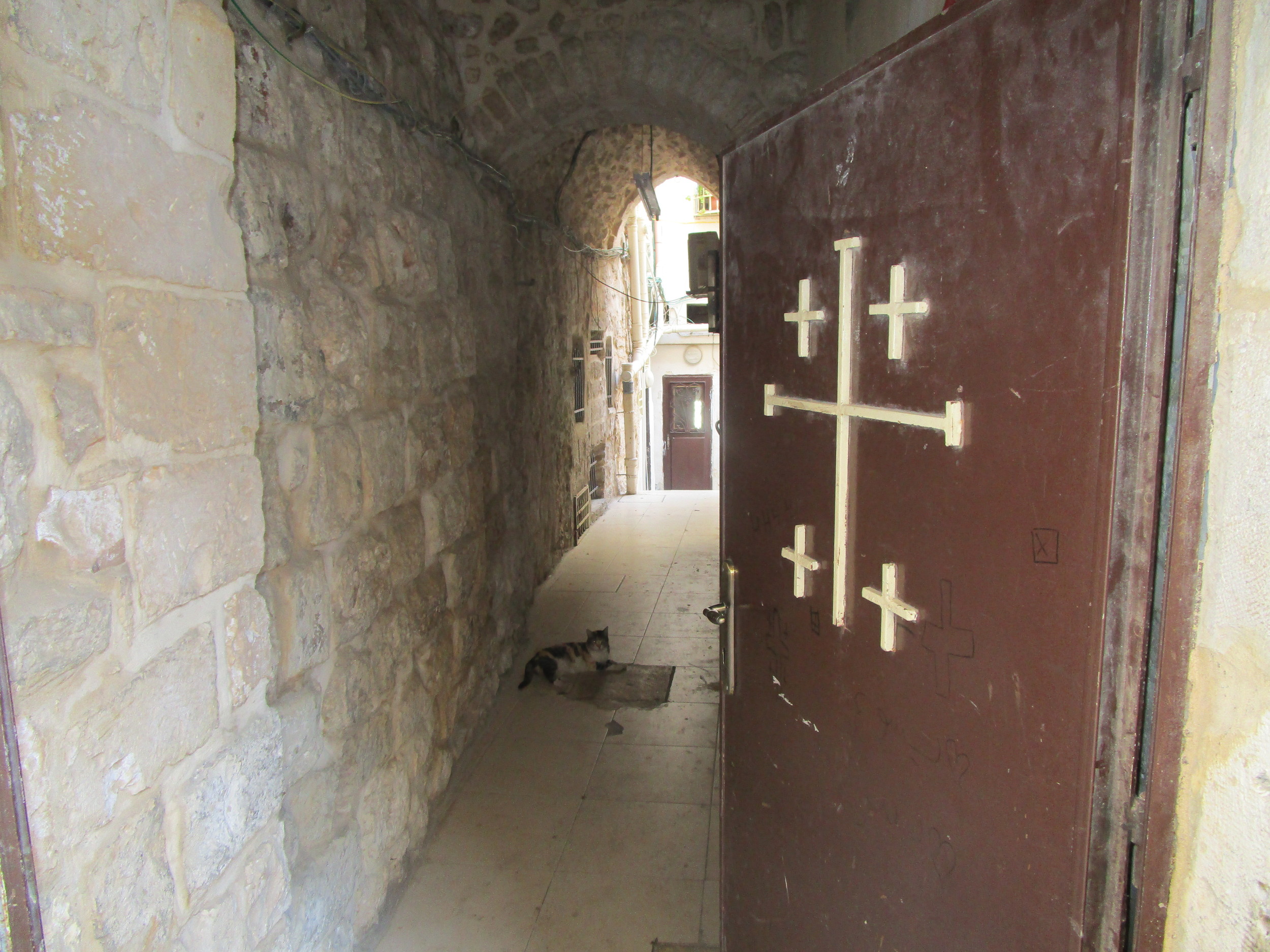  Jerusalem Cross and a cat. I loved taking shots of doorways and alleys. You should see my entire camera roll. (I should be a photographer.) 