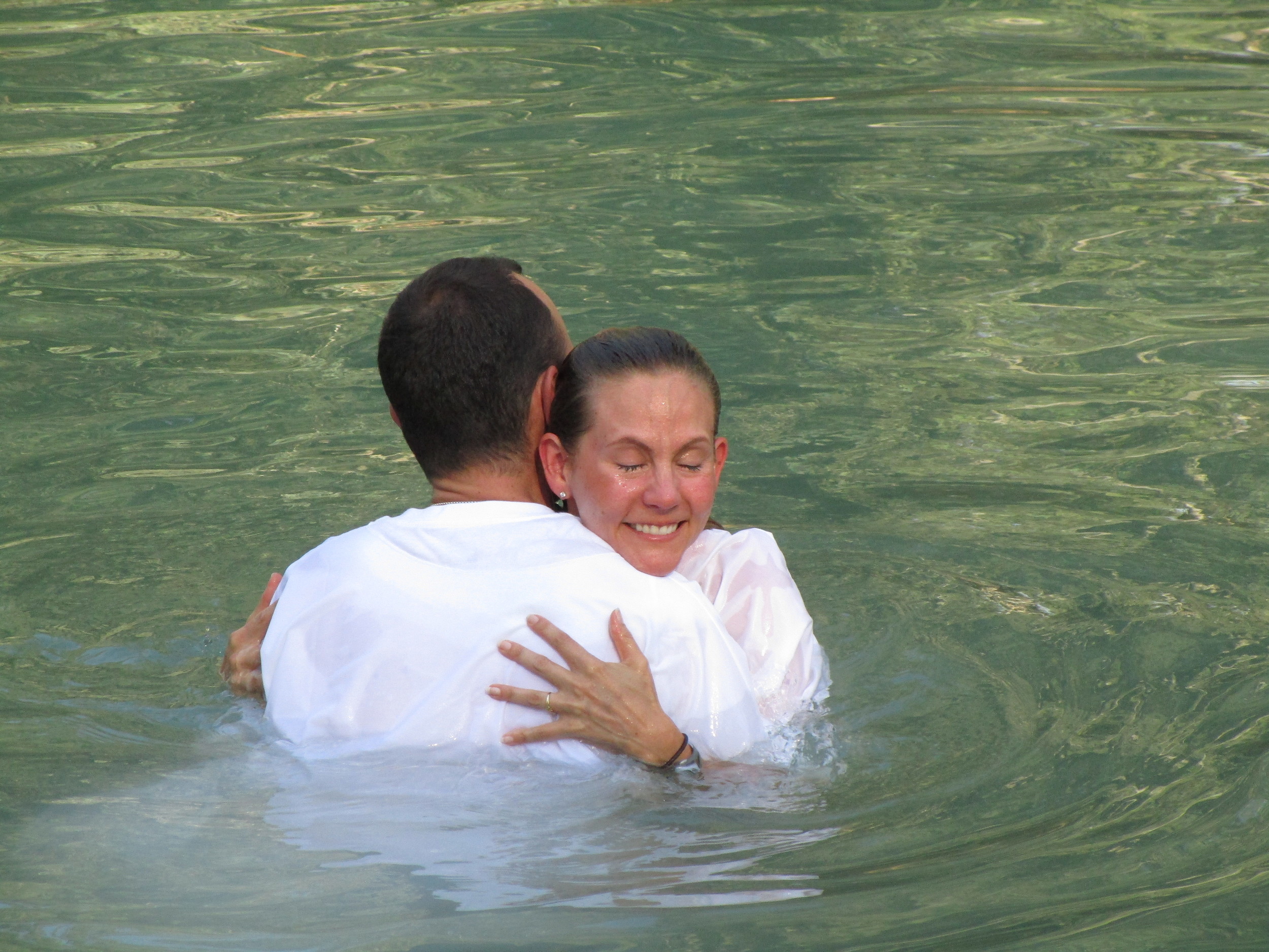  The love of my life and I baptizing each other in the Jordan River. Somewhere along this way Jesus met John the Baptist in the water. 