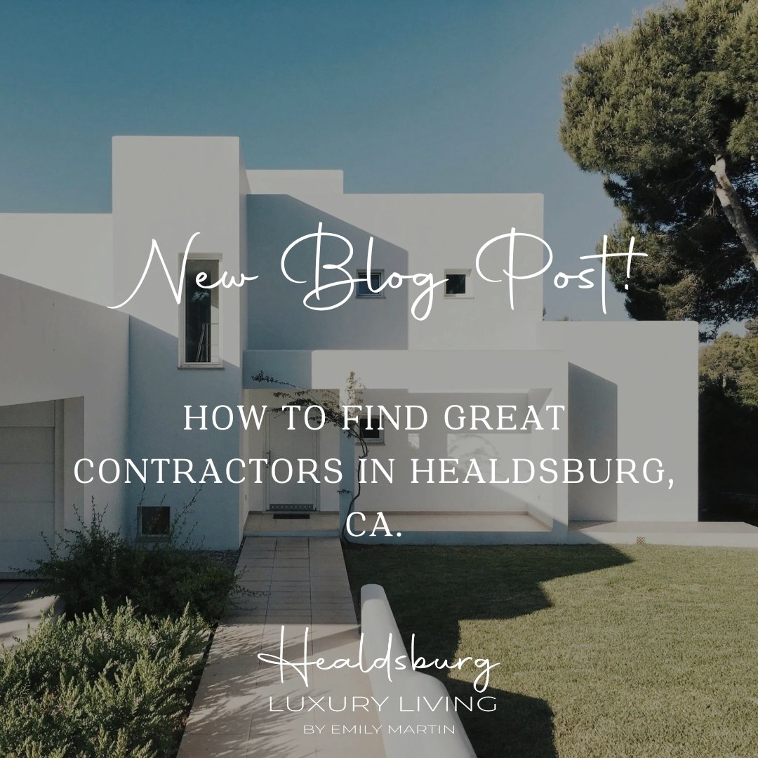 Looking to transform your Healdsburg home? 🏡✨ 

Let Emily Martin, your trusted Healdsburg Luxury Realtor be your guide in finding the best contractors for any project! Whether it's a chic remodel, a brand-new build, or essential home repairs, Emily 