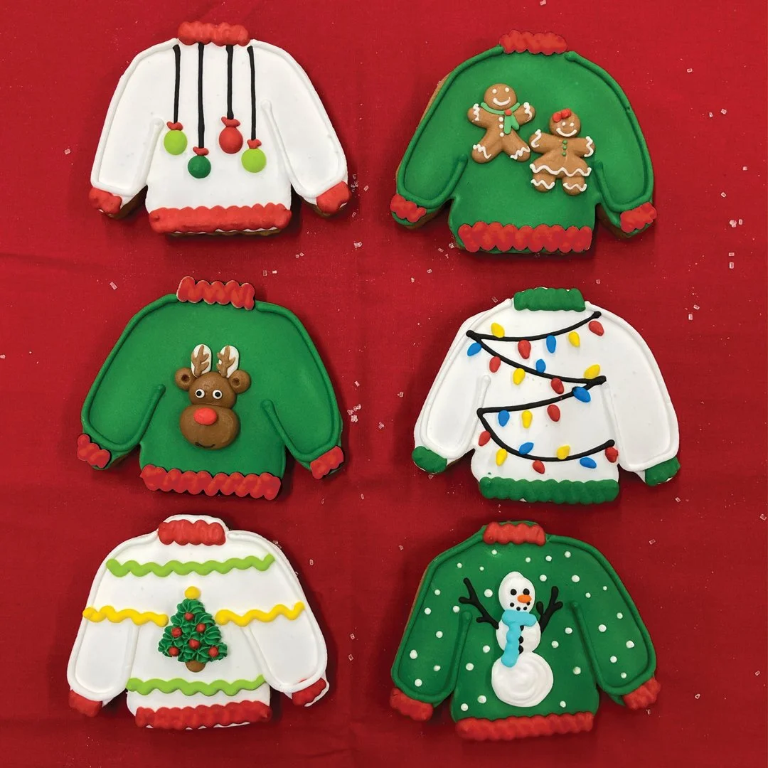 Ugly Sweater Decorated Christmas Cookies - Gingerbread Factory