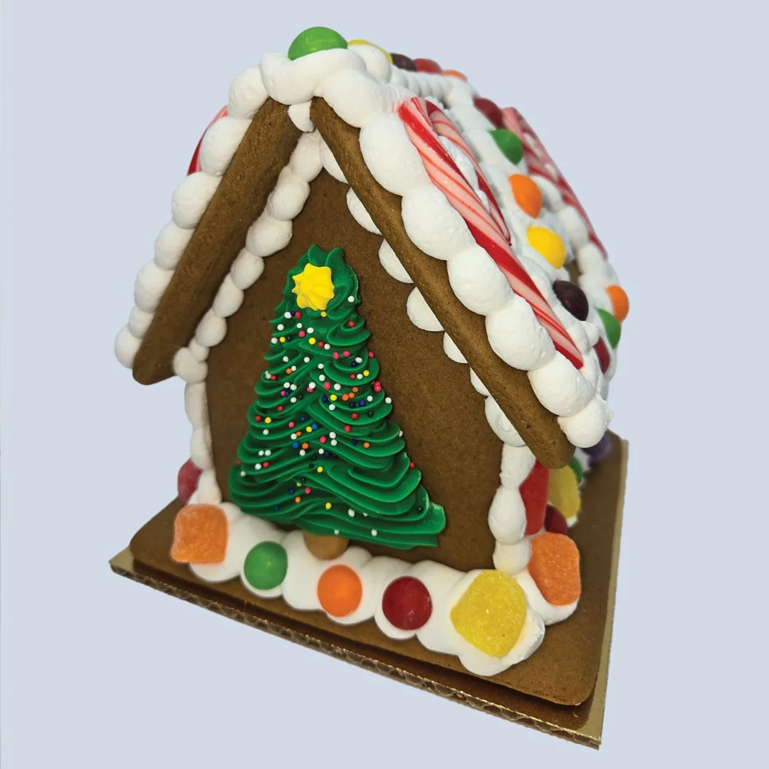 5.5" Decorated gingerbread house back view