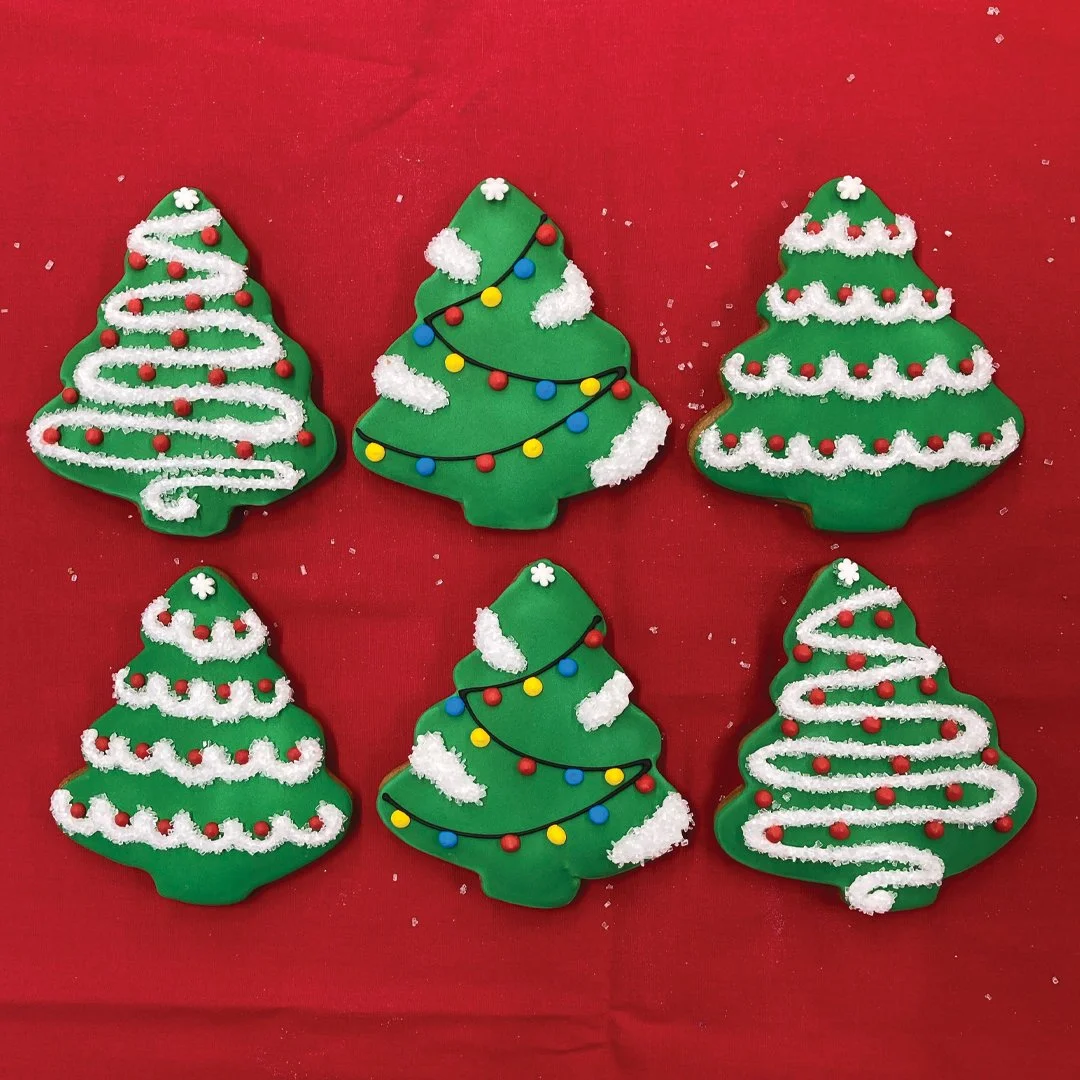 Christmas Tree Cookies, beautifully baked and decorated by hand at The Gingerbread Factory