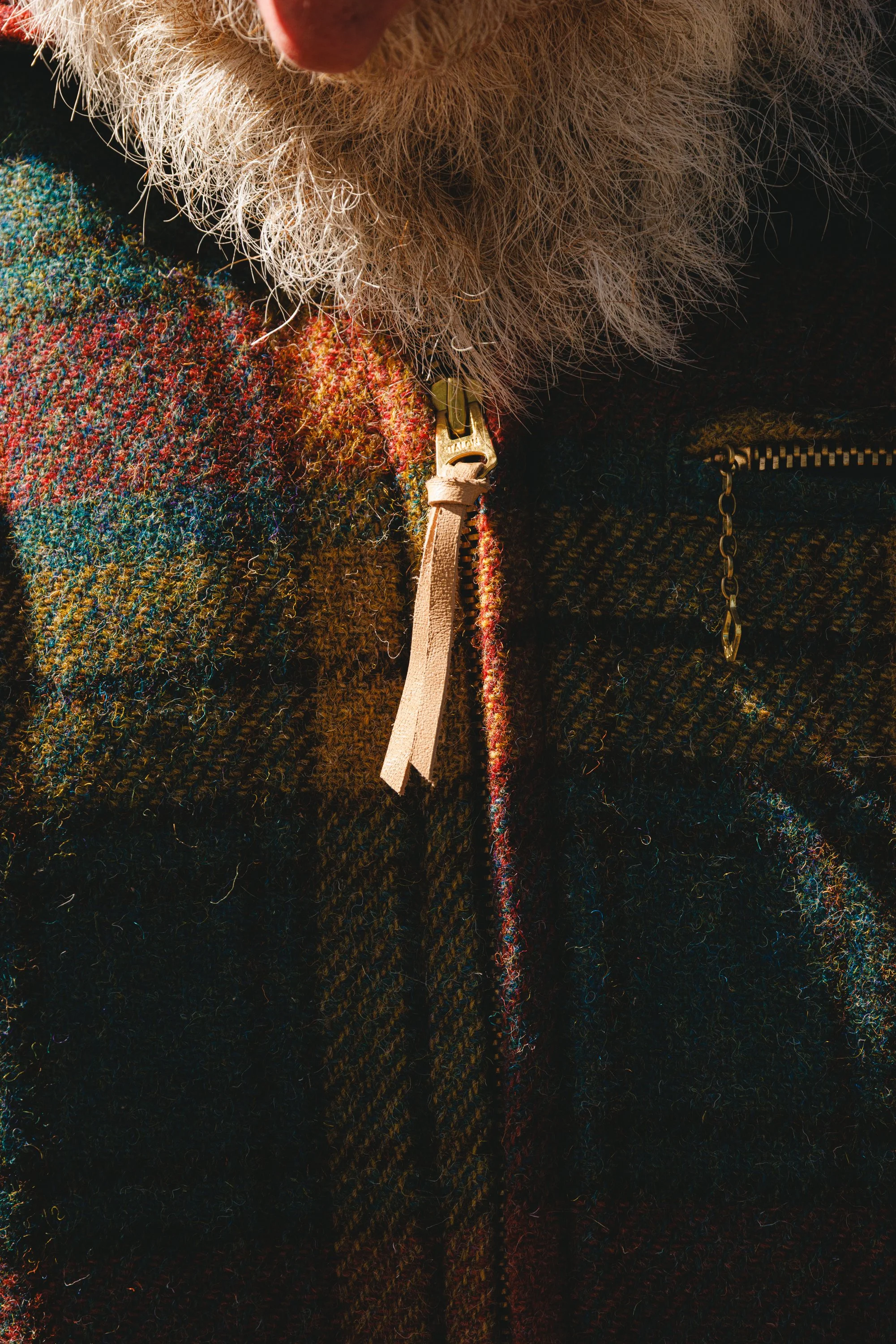 Black Bear Brand MOSS FIRE Harris Tweed Tartan ZIP Coat
