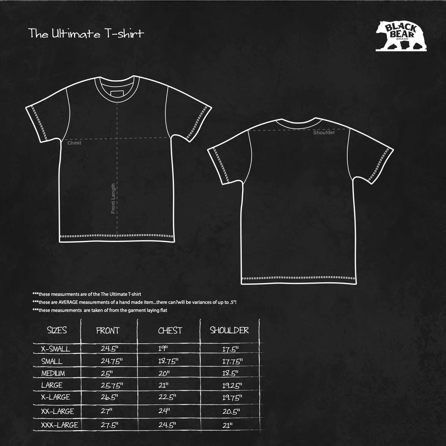 ultimate t size guide — Black Bear Brand